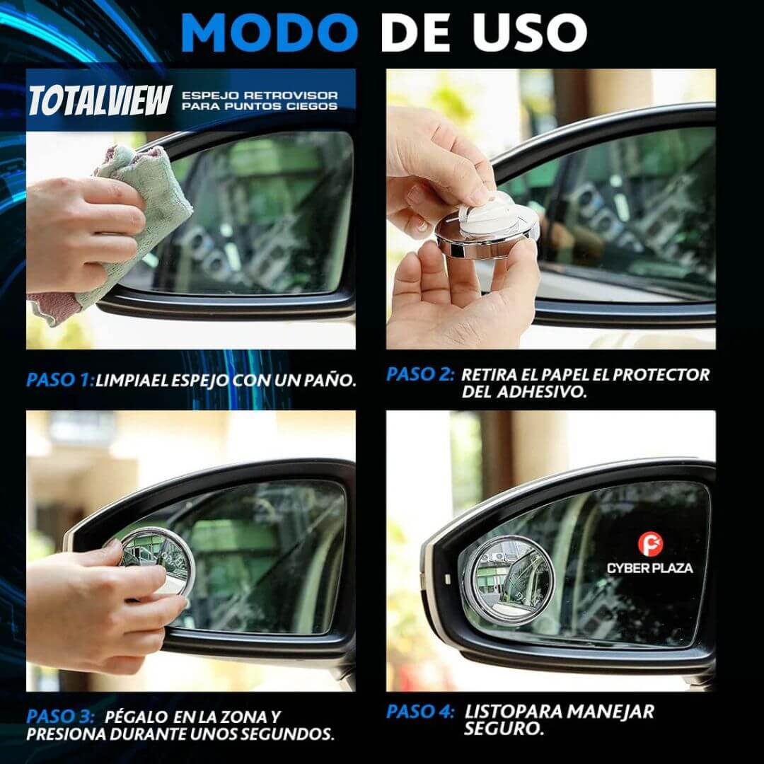 ¡PROMO 2X1! TotalView®️: Espejo Retrovisor Punto Ciego 360°